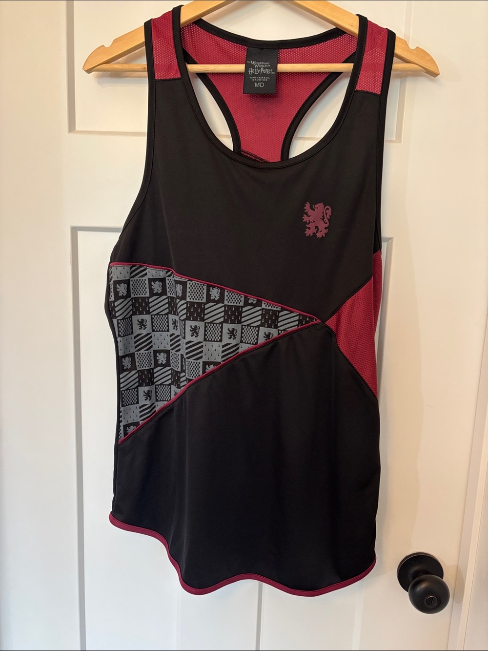 Harry Potter Hogwarts Gryffindor Black and Maroon Racerback Tank with Crest